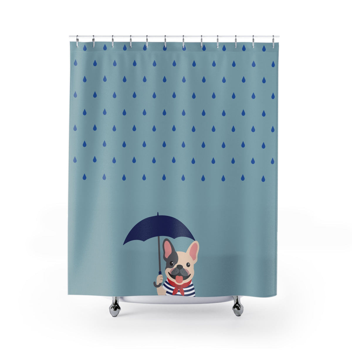 French Bulldog in Rain Shower Curtain